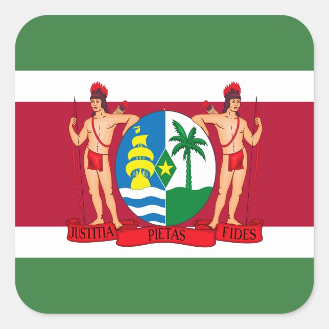 Sticker Carré Drapeau surinamais et armoiries, Drapeau surinamai (Devant)
