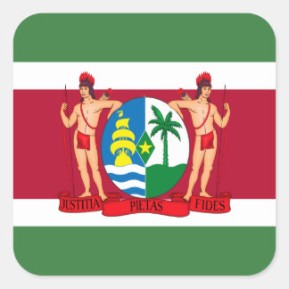 Sticker Carré Drapeau surinamais et armoiries, Drapeau surinamai