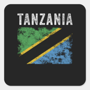 Sticker Carré Drapeau tanzanien déchiré Drapeau tanzanien