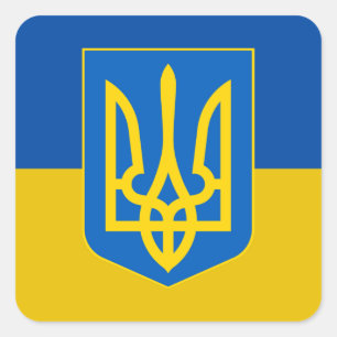 Sticker Carré Drapeau trident de l'Ukraine