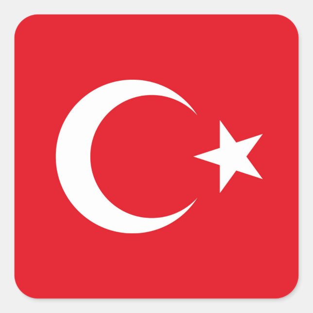 Sticker Carré Drapeau Turquie (Devant)