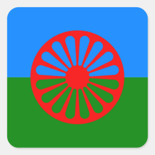 Sticker Carré Drapeau tzigane romani officiel