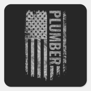 Sticker Carré Drapeau USA en détresse design Plombier