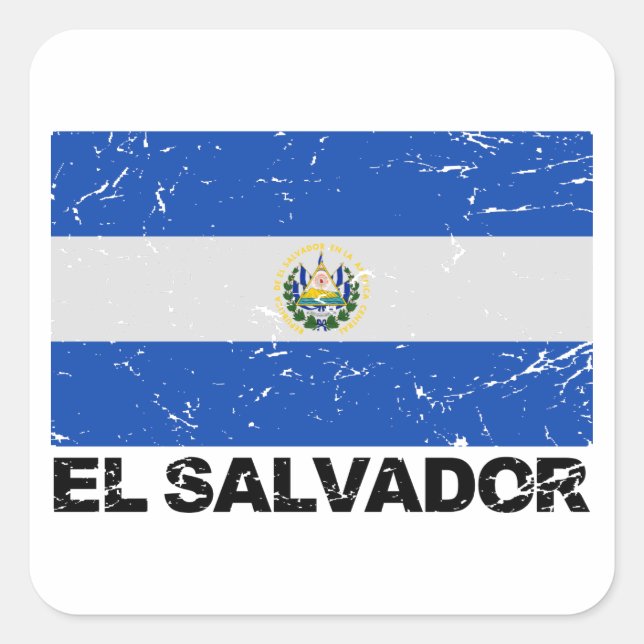 Sticker Carré Drapeau Vintage El Salvador (Devant)