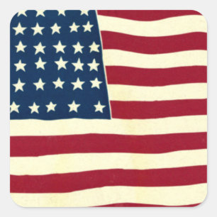 Sticker Carré Drapeau vintage patriotique américain, le 4 juille