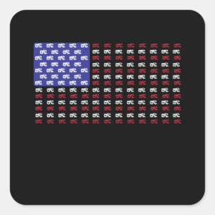 Sticker Carré Drapeau vintage   Propriétaire d'une moto USA