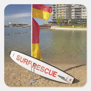 Sticker Carré Drapeaux et planche de sauvetage de surf