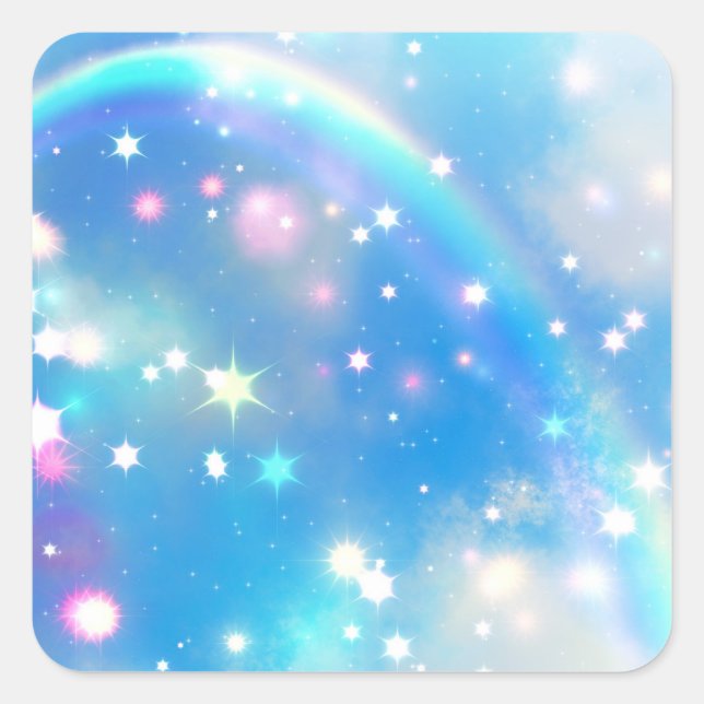 Sticker Carré Dreamly Sparkle Rainbow Unicorn Sky (Devant)