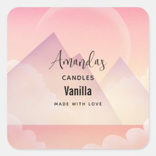 Sticker Carré Dreamy Pastel Mountain Paysage bougie Business