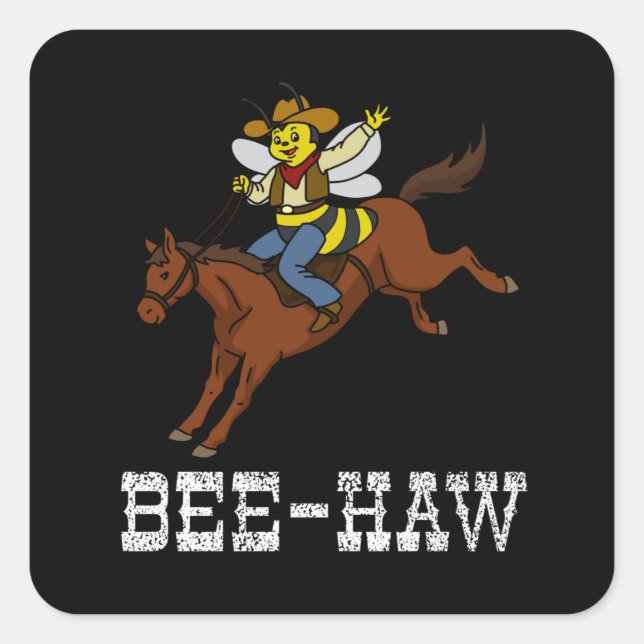 Sticker Carré Drôle Bee Cadeaux Enfants Cowboy Cadeaux Garçons F (Devant)