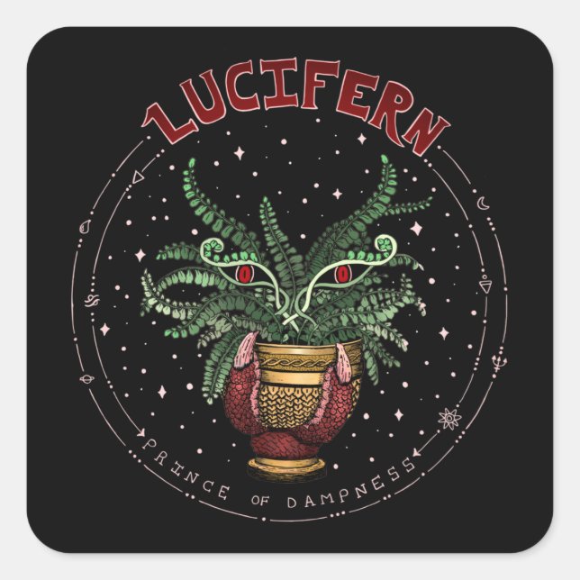Sticker Carré Drôle Black Halloween Plante du parti Demon Lucife (Devant)