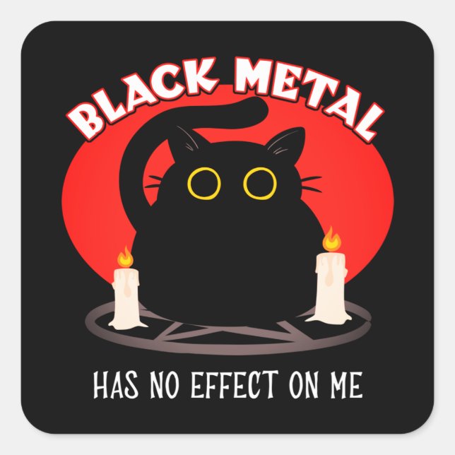 Sticker Carré Drôle Black Metal Satanic Cat Cote (Devant)