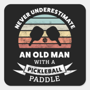 Sticker Carré Drôle cadeau Pickleball Paddle pour grand-père