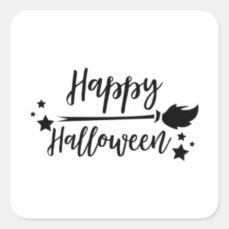 Sticker Carré Drôle cadeaux d'Halloween - Happy Halloween