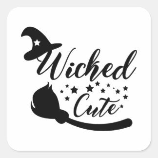 Sticker Carré Drôle cadeaux d'Halloween - Mignonne méchant