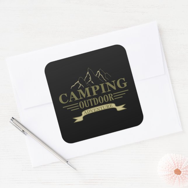 Sticker Carré Drôle camper de camping dit pour les campeurs (Enveloppe)