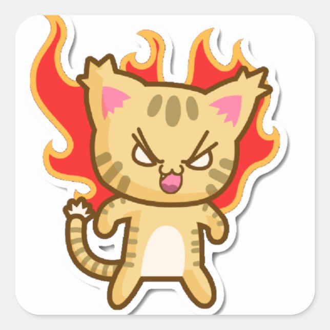 Sticker Carré Drôle chat clipart Cute chat clipart kitten (Devant)
