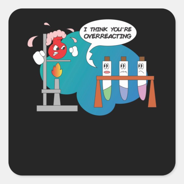 Sticker Carré Drôle Chimie Comique Réaction chimique (Devant)