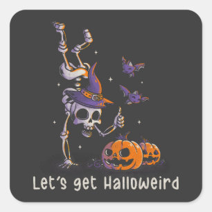 Sticker Carré Drôle Citation d’Halloween Obtenons un jeu de mots