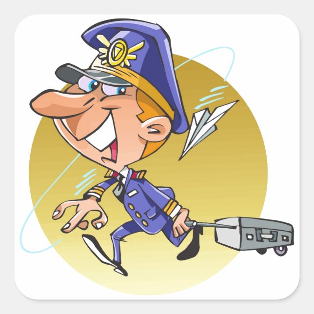 Sticker Carré Drôle compagnie PILOT dessin animé personnalisé (Devant)