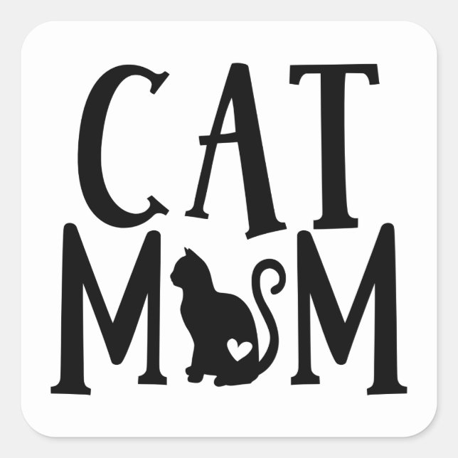 Sticker Carré Drôle Crazy Chat Lady Kitty Maman Kitty Kitties (Devant)