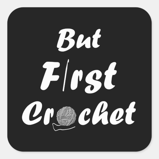 Sticker Carré Drôle crochet disant tricot citation (Devant)