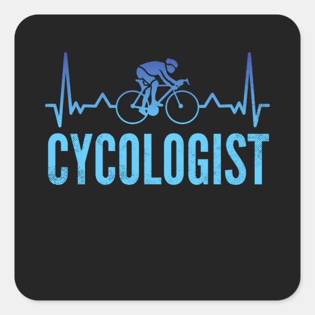 Sticker Carré Drôle Cycologue Heartbeat Cycling Cadeau (Devant)