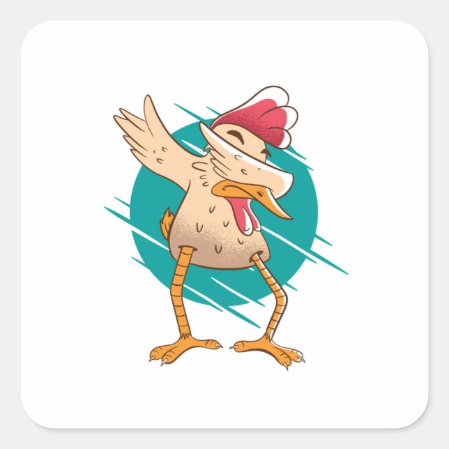 Sticker Carré Drôle Danse de poulet (Devant)