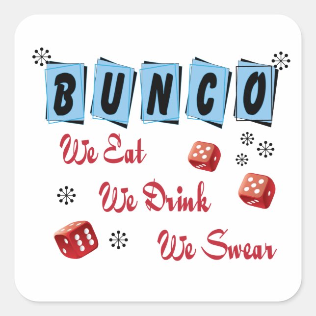 Sticker Carré Drôle Dice Girls Night Out Bunco (Devant)