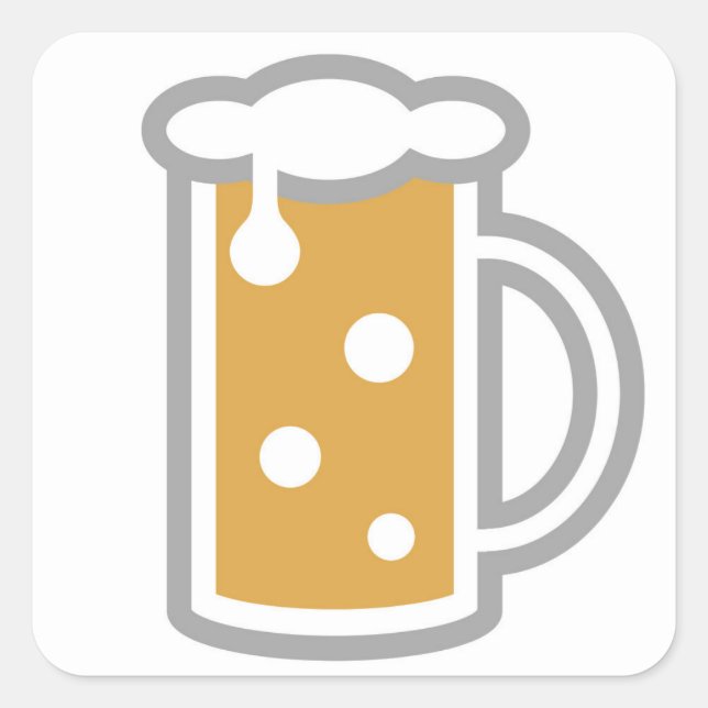 Sticker Carré Drôle Emoji de la bière (Devant)
