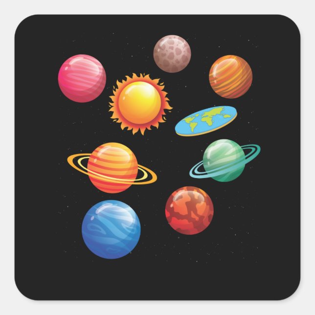 Sticker Carré Drôle Flat Earth Cadeaux Hommes Femmes Flat Earth (Devant)