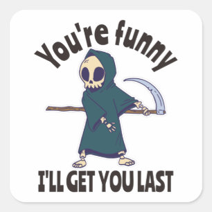 Sticker Carré Drôle Grim Reaper Squelette Halloween Costume