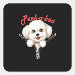 Sticker Carré Drôle - Halloween Peekaboo
