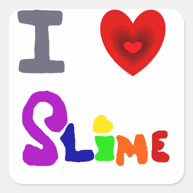 Sticker Carré Drôle J'Aime L'Art Slime (Devant)