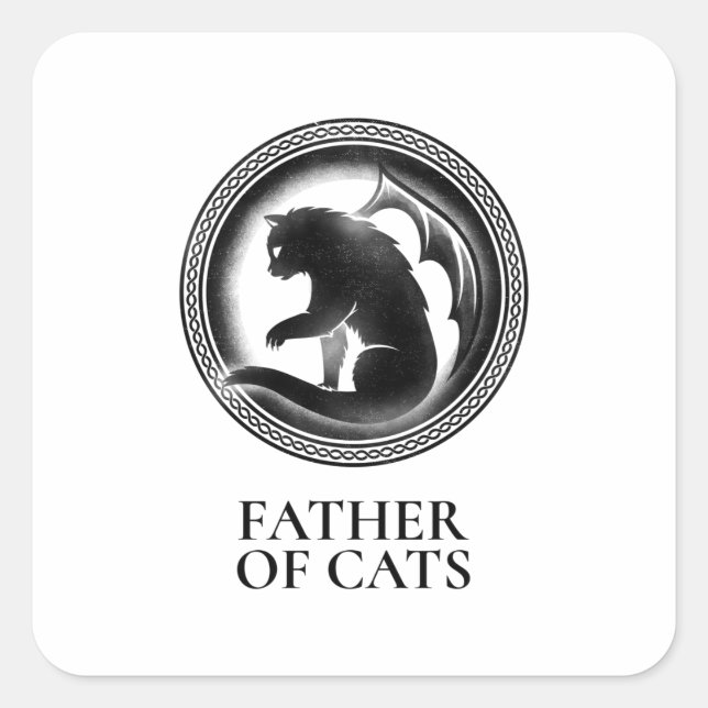 Sticker Carré drôle jeu de trones pour amoureux de les chats pèr (Devant)