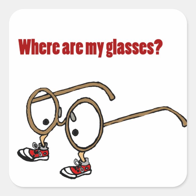 Sticker Carré Drôle Lost Eyeglasses Cartoon (Devant)