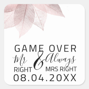 Sticker Carré Drôle Mariage M. Right Toujours Mme Right Game Ove
