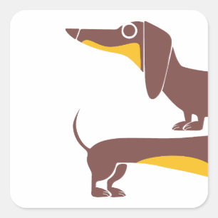 Sticker Carré Drôle mignon dachshund pour parent chien long