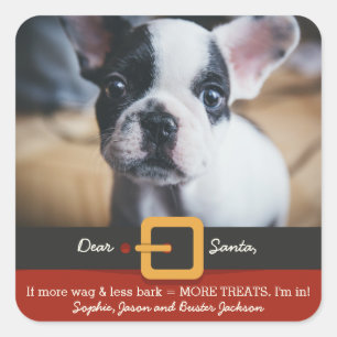 Sticker Carré Drôle Noël Père Noël Chien plus de salaire moi