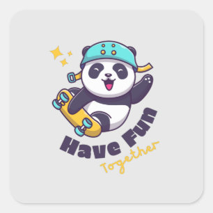 Sticker Carré Drôle Panda Cute Pour Animaux Amateurs
