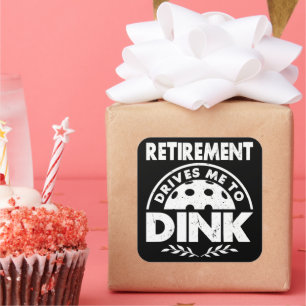 Sticker Carré Drôle Pickleball Retraite Me Conduit À Diner Cadea