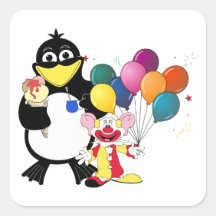 Drôle pingouin et dessin animé clown