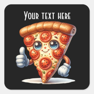 Sticker Carré Drôle pizza partie ajouter un message