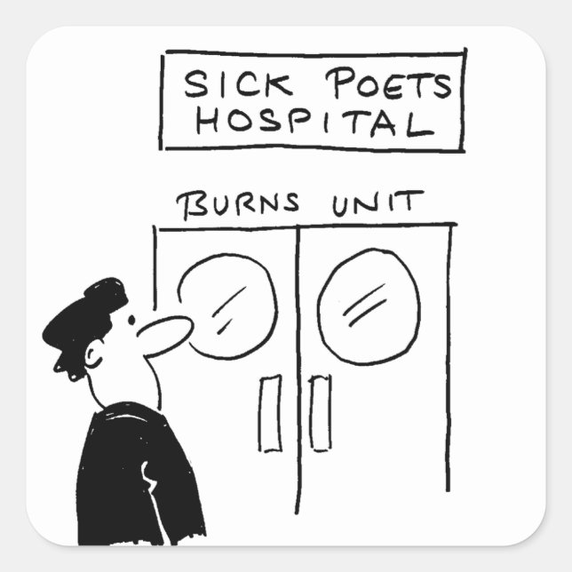 Sticker Carré Drôle Poet Hospital Cartoon (Devant)