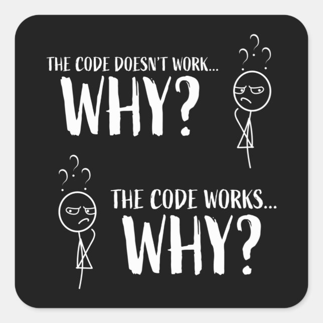 Sticker Carré Drôle programmeur de codage cadeau pour Geek (Devant)