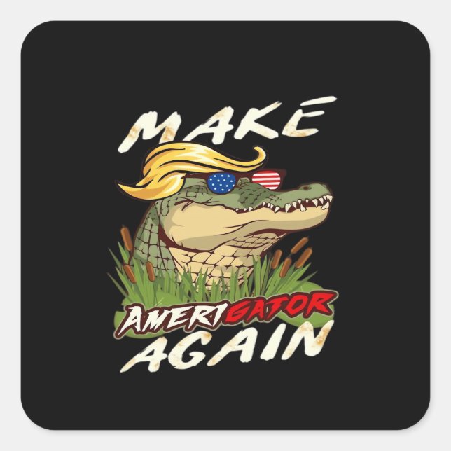 Sticker Carré Drôle Rendre Amerigator Donald Parody Américain (Devant)