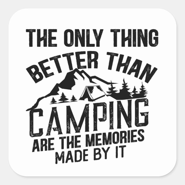 Sticker Carré Drôle slogan de camping été citations (Devant)