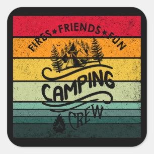 Sticker Carré Drôle slogan de l'équipe de camping fun camper ami