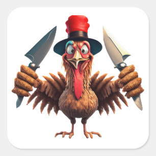 Sticker Carré Drôle Thanksgiving Turquie Revenge - Noël