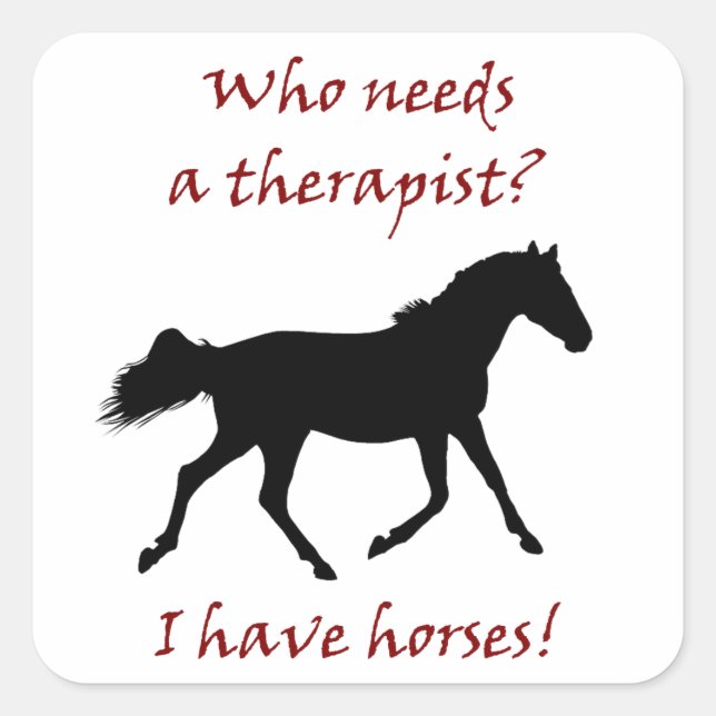 Sticker Carré Drôle Thérapiste du Cheval (Devant)